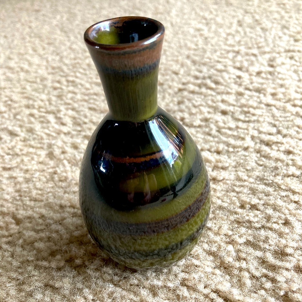 Artisan Green and Brown Ceramic Vase